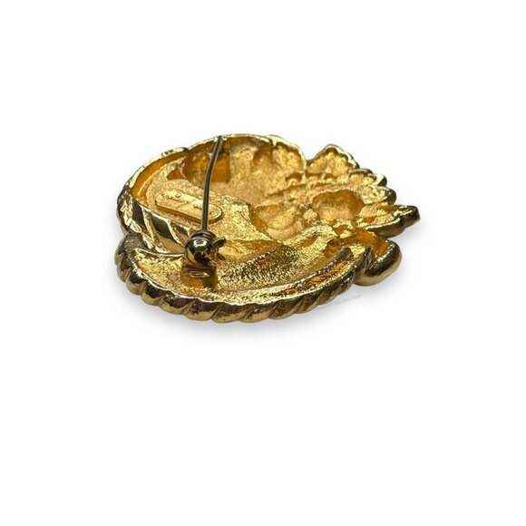 Ginnie Johansen Gold Tone Cornucopia Brooch Autumn Thanksgiving Vintage - Picture 8 of 9